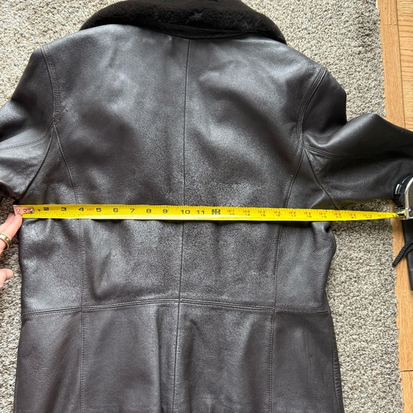 Blassport Womens Dark Brown Leather Jacket With Faux Fur Collar - Picture 6 of 13